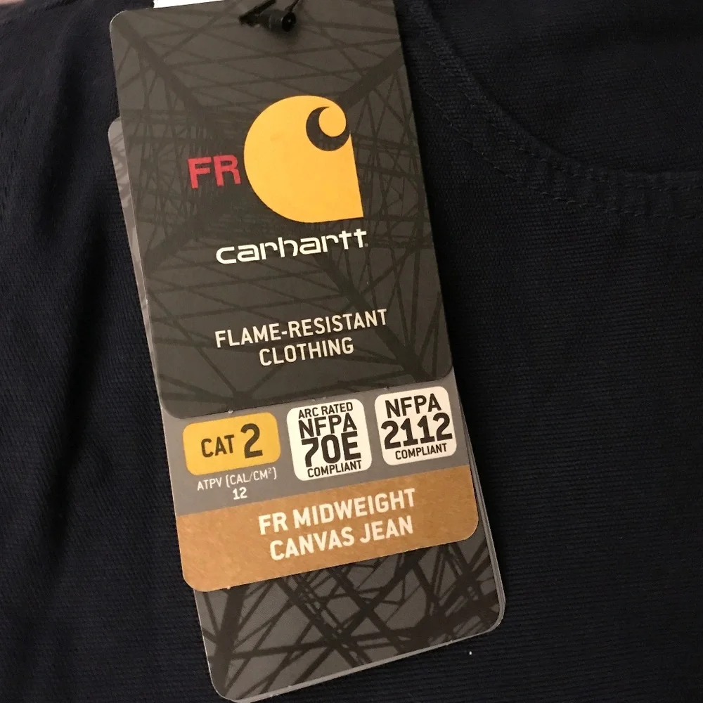 CARHARTT FLAME-RESISTANT MIDWEIGHT NAVY CANVAS PANT-LOOSE FIT 36 X 30